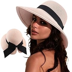 1 Pack Bowknot Straw Hat: Nude Pink