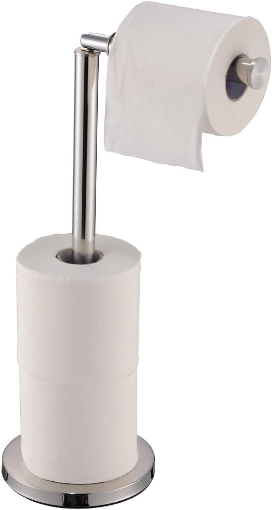 Bath Vida Toilet Paper Holder Freestanding Bathroom Stand, Stainless Steel/Metal