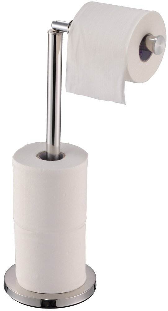 Bath Vida Steel Bathroom Toilet Paper Holder | Chrome | Space-Saving Storage For 3 Rolls | 78H X 18W X 15D Cm | Freestanding | Modern Loo Roll Storage Dispenser