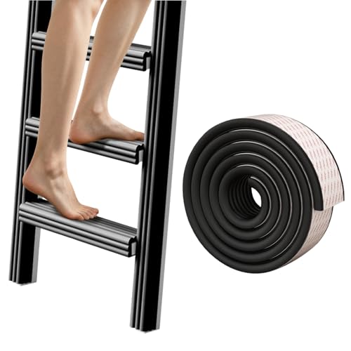 Amarys Hearth Soft Foam Bunk Bed Ladder Pads Anti-Slip Ladder Covers with Self-Adhesive Backing Extra-Wide Comfort Padding Traction Treads for Loft Bed Steps Furniture Edges 6.5 Ft (Black)