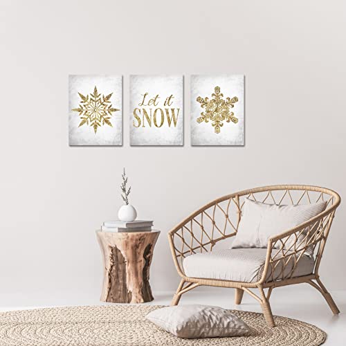 sechars-3-Piece-Winter-Canvas-Wall-Art-Modern-Golden-Snowflake-Painting-Art-Prints-Simple-Life-Quotes-Picture-Poster-for-Living-Room-Bedroom-Bathroom-Wall-Decoration-Framed-Artwork-Ready-to-Hang sechars 3 Piece Winter Canvas Wall Art Modern Golden Snowflake Painting Art Prints Simple Life Quotes Picture Poster for Living Room Bedroom Bathroom Wall Decoration Framed Artwork Ready to Hang