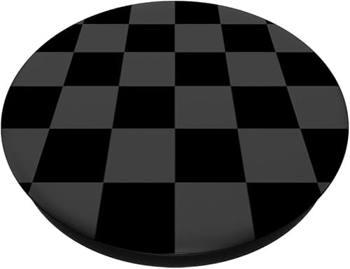 Miniatura 2 de Estampado a cuadros de diseño negro y gris para mujeres y hombres, PopSockets PopGrip intercambiable