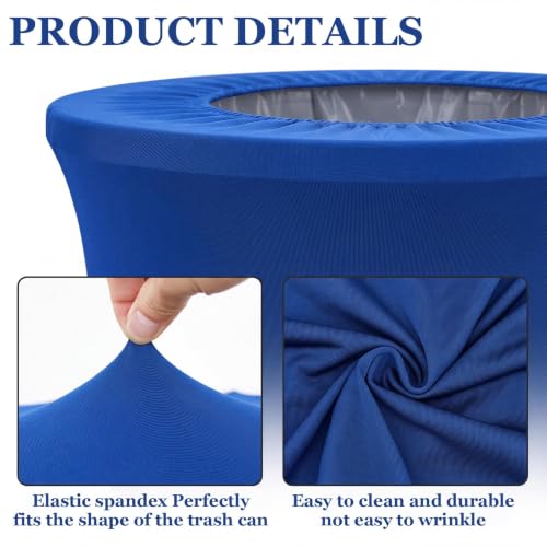 Image of Tanlade 2 Pcs 32 Gallon Stretch Spandex Trash Can Covers Round, Blue