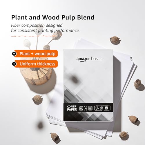 Image of Amazon Basics A4 Copier Paper | Multipurpose Paper | 75 GSM | 500 Sheets | Compatible with Inkjet & Laser Printers