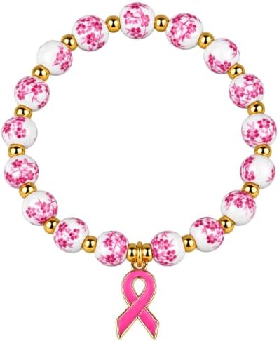 Breast Cancer Awareness Bracelet Pink Ribbon Ceramic Jewelry Gift for Women image 4