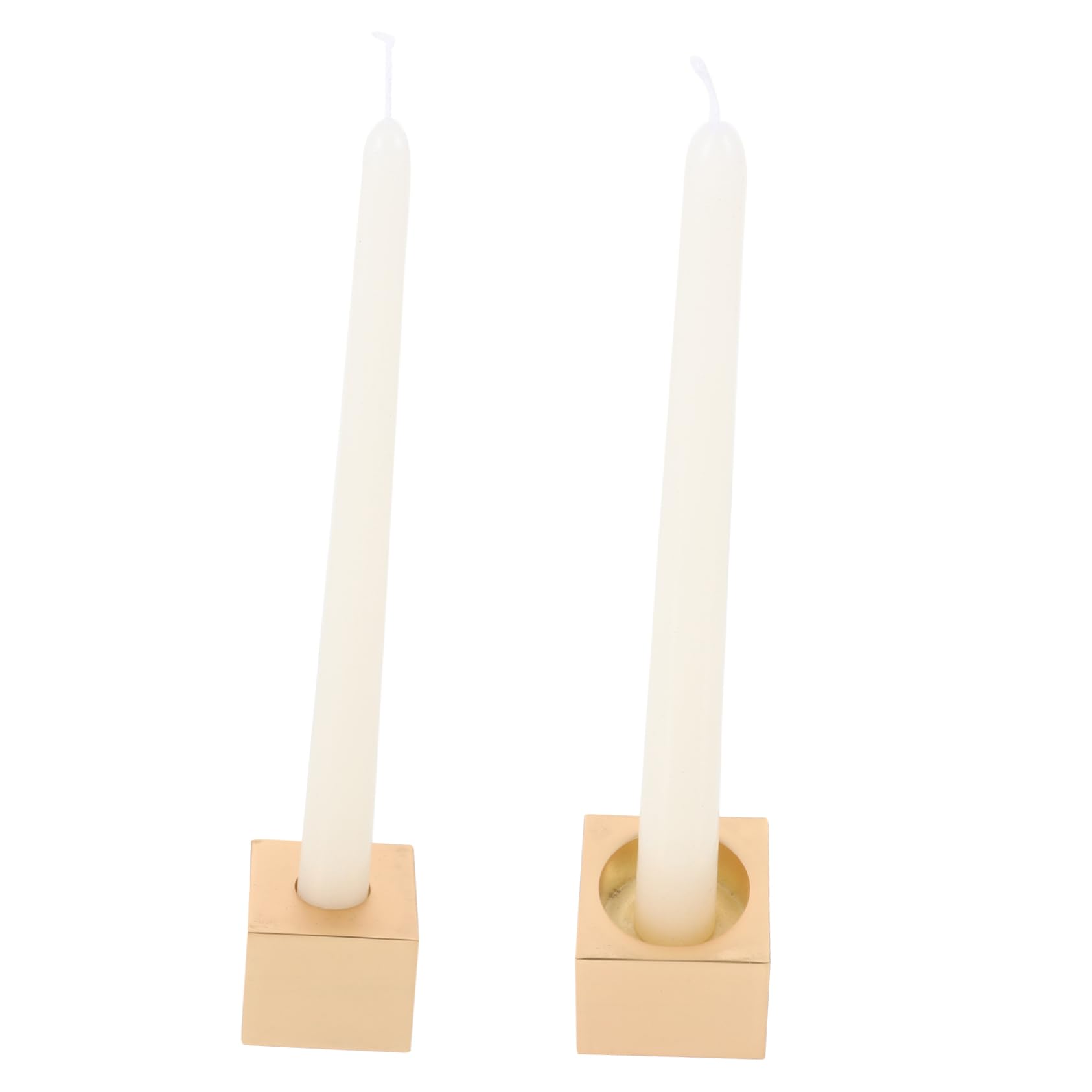 Candelabros de Metal Vintage, 1 Juego, Beige, para Velas | Decoración Interior y Cenas Luz, Estilo Retro Sencillo, Pieza Única para Mesa