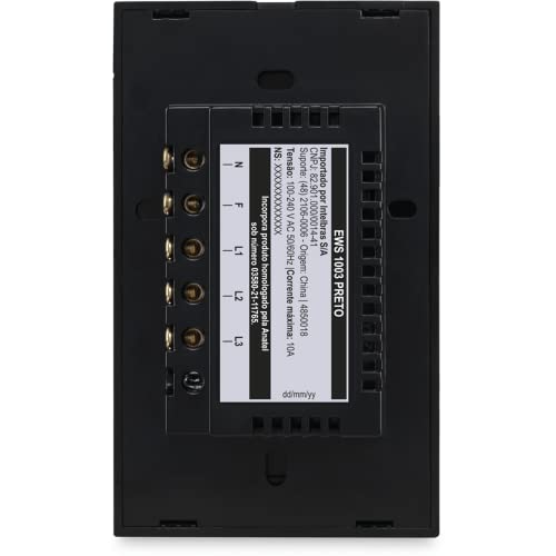 Interruptor Touch Inteligente Compatível Com Alexa Com 3 Teclas EWS 1003 Preto Intelbras