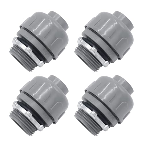 Joyangy 4Pcs 1 Inch NPT Liquid Tight Nonmetallic Straight Electrical Conduit Connector Fittings, 180 Degree PVC Flexible Conduit Connectors, for Home Outdoor Tubes Tools