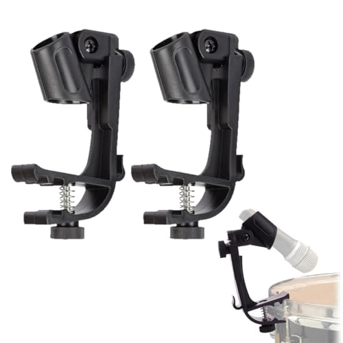 Universal 2PCS Drum Microphone Clip, Professional Shock-Resistant Rim Mount Holders for Snare, Tom & Percussion,Adjustable Height & Angle Mic Clamps,Professional Drum Accessories for Live & Recording
