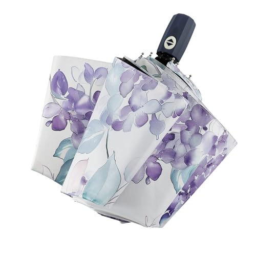 RXHOSIGAY Color Coated Sun Umbrella UV Protection Compact Folding Windproof Parasols Travel Auto Open Close Shade Blocking UV