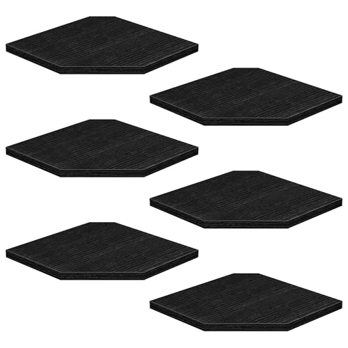 Image of Fun Memories Corner Shelf Wall Mount, Floating Corner Shelves, Set of 6 Corner Wall Shelf Organizer, Rustic Wood Wall Storage Display Shelves for Living Room Bedroom Bathroom Kitchen, Classic Black
