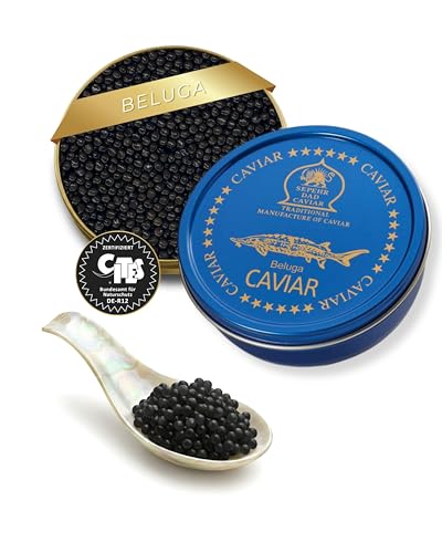 SEPEHR DAD CAVIAR Original Beluga Kaviar 30 g I extra-großes Korn 3,2–3,4 mm I Beluga-Caviar aus nachhaltiger Aquakultur I mild & fein-cremig I exklusiver Stör Kaviar aus 100% Huso huso Störrogen