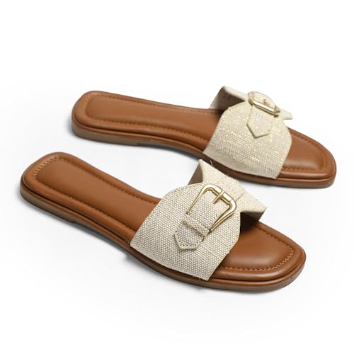 Womens Flat Sandals Dressy Sandals Comfort Slide Black Brown White Sandals Size 5-102