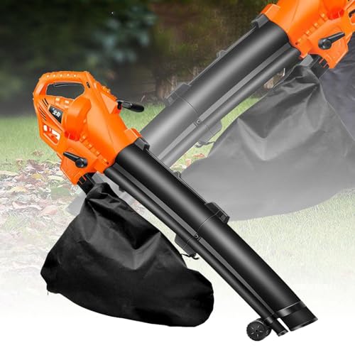 KLYDBMYT Souffleur de Feuilles 3 en 1 Puissant, aspirateur et broyeur de Feuilles (Rapport de Poudre 10:1), souffleur de Jardin électrique 270 km/h - Réglage à 6 Vitesses avec Sac de Collecte de 35 L