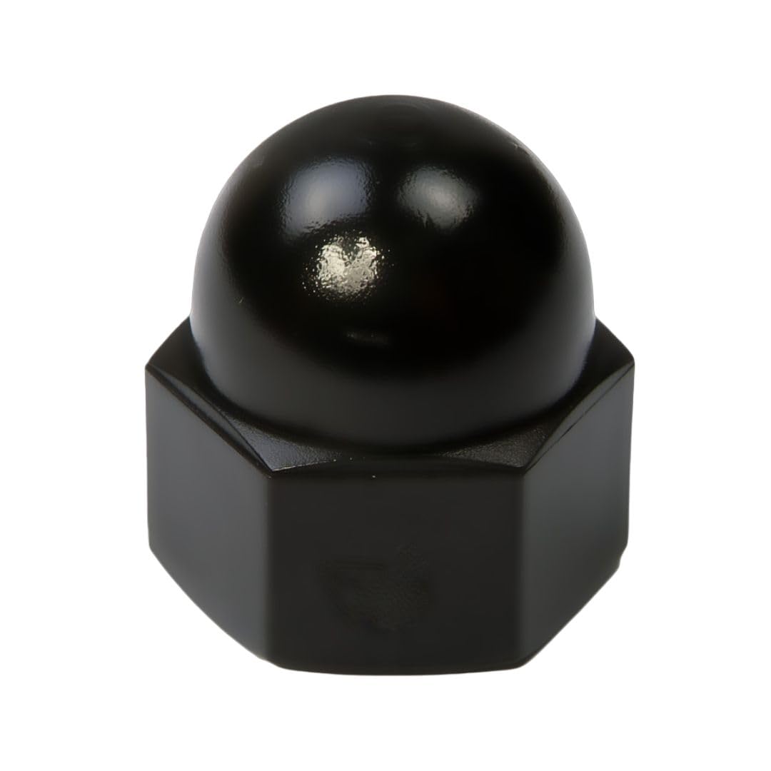 Dadi Ciechi Esagonali in Plastica (Nylon 6.6), Dado a Cappuccio con Testa a Sfera, Bloccaggio e Copertura Filettature, Uso Industriale, Domestico - M10 - Nero - 100 pezzi - Plastic Hardware Store