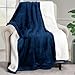 Utopia Bedding Sherpa Flannel Fleece Reversible Bed Blanket Extra Soft Brushed Microfiber (Throw, Navy)