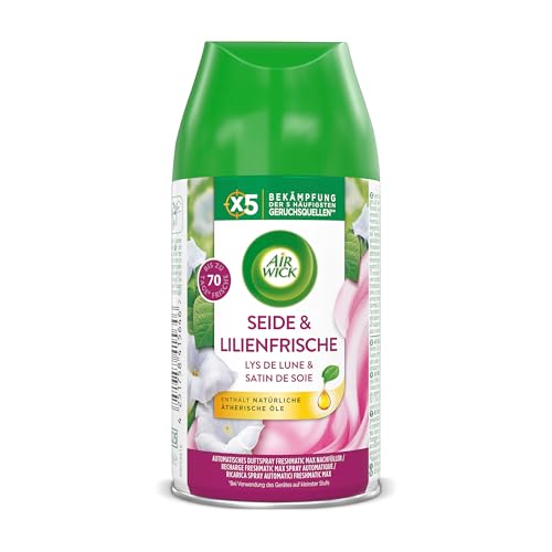 Air Wick Freshmatic Max Raumspray – Nachfüller für den Air Wick Freshmatic Max – Duft: Seide und Lilienfrische – 6 x 250 ml Nachfüller