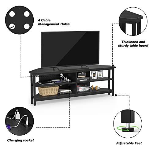 Corner TV Stand With Power Outlet, Corner Entertainment Center…
