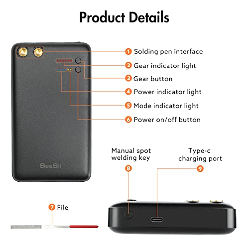 Battery Spot Welder, Seesii 6 Gear Adjustable Portable Spot Welder, 5000Ma-H Mini Spot Welding Equipment With 5M Sheets & 4X4 Holders For 0.1/0.15Mm Nickel Strip Welding & Making Diy Battery Packs #TOP7