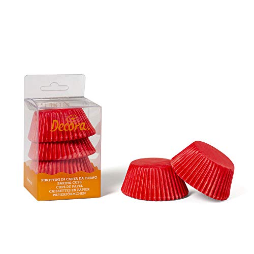 Decora - Decora, 0339635 Moules à Muffins Rouge, Moules Pratiques pour Cuire, présenter et Offrir des Muffins, Résistent jusqu'à 220 °, en Blister Pratique.