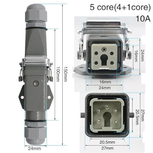 Conector Heavy Duty HDC-HA-4 6 core resistente agua y polvo miniatura 5