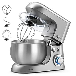 Multifunctional Electric Stand Mixer, 6.5 Quarts, 6 Speeds Household Stand Food Mixers with Dough Hook, Whisk & Flat Beater Attachments, and Splash Guard(Silver)