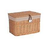 Wickerfield Large Home Storage Basket Trunk Chest Hamper with Lid and Cotton Liner (Small, Brown)