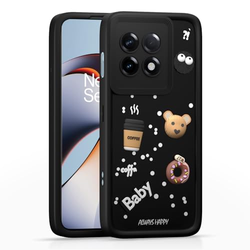 Image of Pikkme Back Cover for OnePlus 11R 5G | Cute Fun Cartoon 3D Bear Silicone Full Body Protection Bumper Cover (Black)