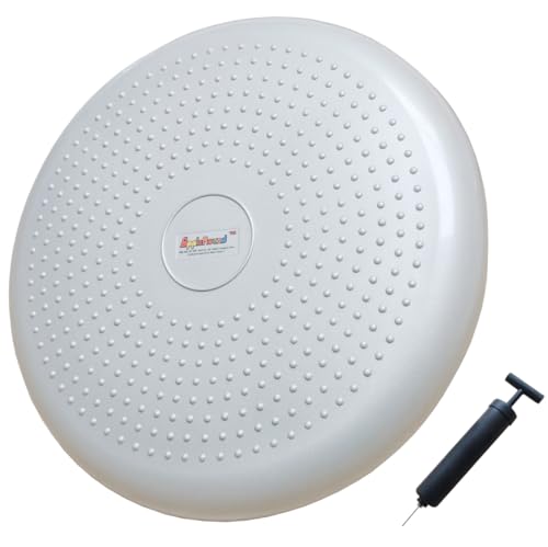 AppleRound Inflated Wobble Cushion with Hand Pump, Air Stability Board (Extra Thick), Core Balance Disc for Adults, Sensory Wiggle Seat for Kids, Flexible Seating for All Age, 13.5in / 34cm Diameter