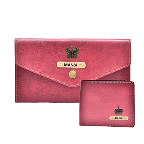 Image of YOUR GIFT STUDIO : Classy Minimal Clutch + Men's Wallet | Couple Gifts (Maroon)