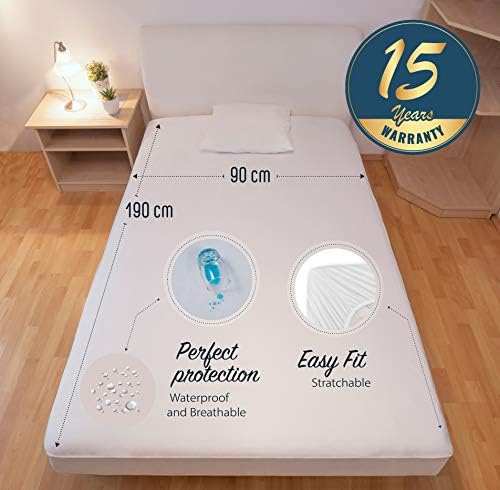 Waterproof Mattress Protector Single 90 x 190 cm, Certified Oeko-TEX®, Surface 70% Cotton Fleece, 30% Polyester - Image 3