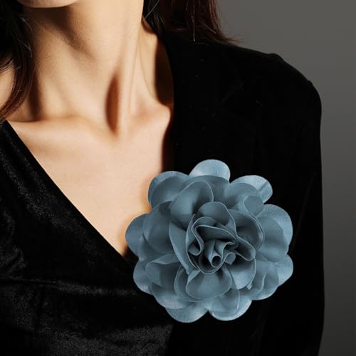 Image of 6.3 Inches Large Brooch Pins & Flower Hair Clips for Women | Charming Rose Hair Clip Large Flower Brooches for Women | Stylish Pins for Clothes | Designer Brooches for Woman Accessories (Dusty Blue)