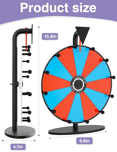 ORWOD 12 Inch Prize Wheel, Heavy Duty Spinning Wheel for Prizes, Colors Spin Wheel with Dry Erase Marker & Eraser, 12 Slots Wheel Spinner with Stand for Party, Carnivals and Tradeshow