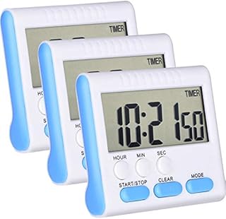 3 Pack 24 Hours Magnetic Kitchen Timers with Digital Alarm Clock Timer, Loud