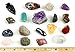 Dancing Bear Rock and Mineral Geology Education Collection - 18 Pcs of Gem Stones w Identification Book. Box and 2 Velvet Pouches Included! Geology Gem Kit for Kids