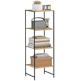 HOMCOM Standregal Badregal aus Bambus und Stahl, mit 4 Ablagen, Küchenregal 4-stöckiges Bücherregal für Bad, Wohnzimmer, Flur, Küche, 36,5 x 33 x 110 cm, Natur