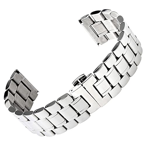 Sangle de montée 22 mm bracelet montre acier inoxydable bouton butterfly poli