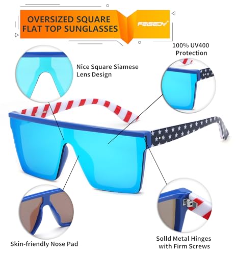 Image of FEISEDY Oversized Square Trendy Sunglasses Womens Mens Futuristic Flat Top Visor Shades UV400 B2470