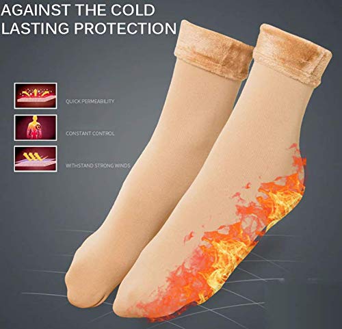Nyamah Sales Socks Winter Warmer Thicken Thermal Wool Snow Socks Soft Velvet Floor Toe Covers for Ladies Girls Women Fully Stretchable (Pack of_1)(Beige) 3