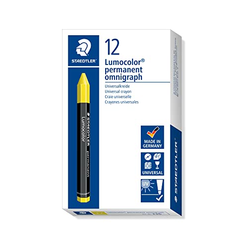 STAEDTLER 236-1 Lumocolor Omnigraph Universal Permanent Marking Crayon - Yellow (Pack of 12)