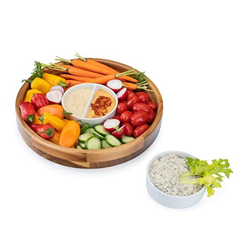 Nugoods Chip And Dip Serving Set. Acacia Wood Chips And Dip Serving Dish And 2X Dip Dishes. 13In Chip Bowl, 10Oz Dip Bowls. Dips, Salsa, Guacamole, Or Wing Sauce Bowl. Raised Feet Chip N Dip Platter #TOP8