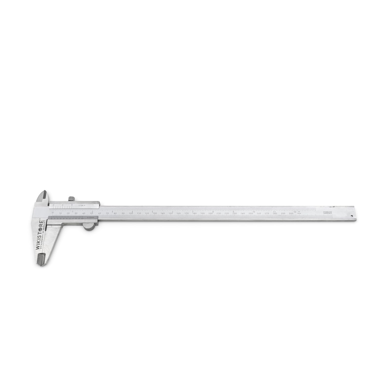 WIKISTORE CALIBRO PROFESSIONALE MONOBLOCCO 300 mm, Calibro ventesimale da 30 cm con becchi da 60 mm, Calibro acciaio bloccaggio a vite, Lettura 0,05 MM / 1/128, Attrezzo da lavoro preciso