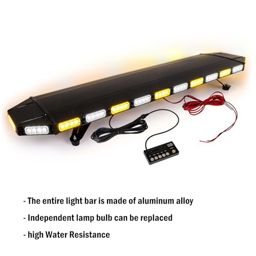 CUMART 48" Extreme Bright Intensity Construction Detachable Emergency Warning Strobe Light Bar Waterproof Rooftop Low Profile Law Enforcement Hazard Flashing for Tow Truck Vehicle (Amber/White/Amber) by CUMART - Image 2