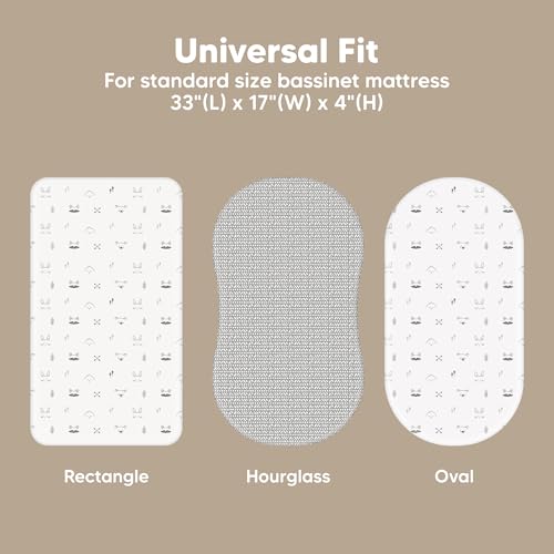 Image of 2-Pack Baby Bassinet Sheets Girl, Boy, 33x17 Bedside Sheets (Nordic) | Viscose Derived from Bamboo, Universal Fitted Bassinet Sheet, Compatible with Halo Bassinest Sleeper, Baby Delight, Graco