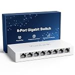 8 Port Gigabit Ethernet Switch – VunLink Unmanaged Network Switch Hub, Desktop Ethernet Splitter, Fanless & Energy Efficient, Plug-and-Play, High-Speed Connection for Home, Office, NAS, Gaming