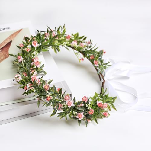 Yili Maizi Bandeau de fleurs artificielles pour fille - Couronne de fleurs roses - Accessoire photo – vue 2