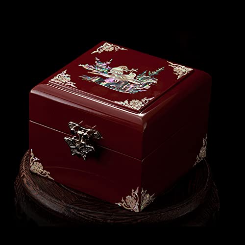 GLJTUO Boîte À Bijoux De Luxe En Forme De Coquille Faite À La Main, Boîte À Bijoux De Luxe En Bois, Boucles D'Oreilles, Bracelets, Montres, Ornements, Boîte De Rangement(A)