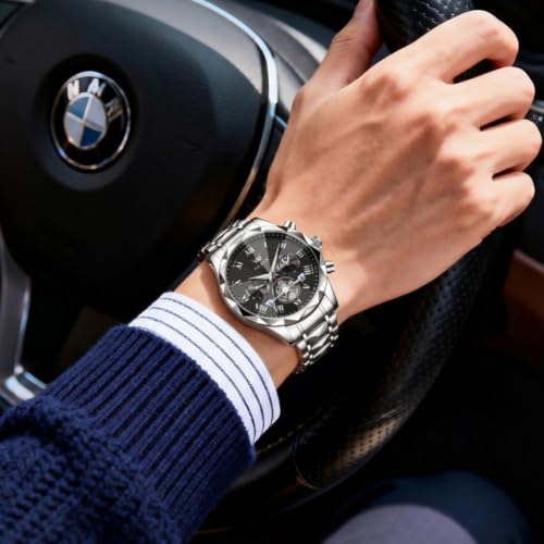 Image of OLEVS Watch for Men Chronograph Business Dress Large Face Mens Wristwatches