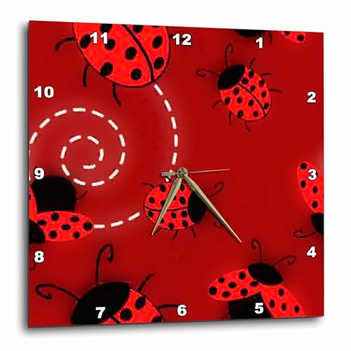 3dRose dpp_61128_1 Ladybug Pattern-Wall Clock, 10 by 10-Inch