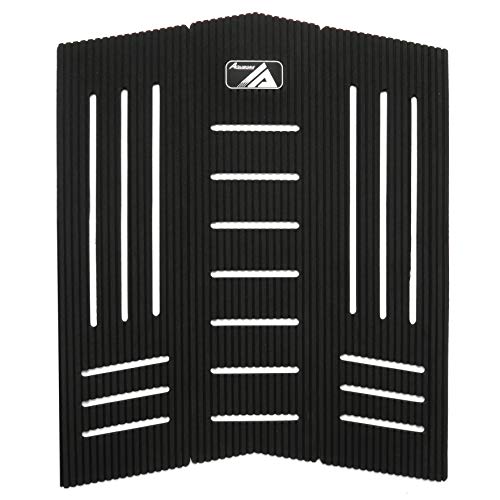 AQUBONA 3 Pezzi Stomp Pad Tavola da Surf Eva Trazione Pad Adesivo Coda Professionale Pad/Si Applica Tutte Le Tavole - Tavole da Surf, Shortboard, Longboard, Skimboard (Linea Nera)